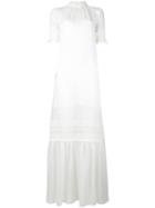 Mcq Alexander Mcqueen Lace Detail Full Length Dress, Women's, Size: 44, White, Polyester/cotton/spandex/elastane