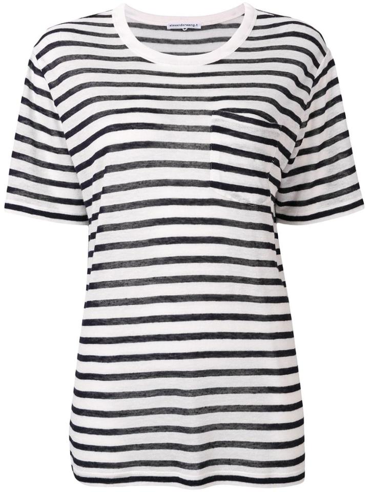 T By Alexander Wang Striped Longline T-shirt - White