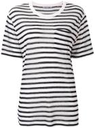 T By Alexander Wang Striped Longline T-shirt - White
