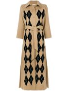 Attico Argyle Check Belt Coat - Brown