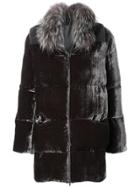 Fabiana Filippi Detachable Fox Fur Trim Coat - Grey