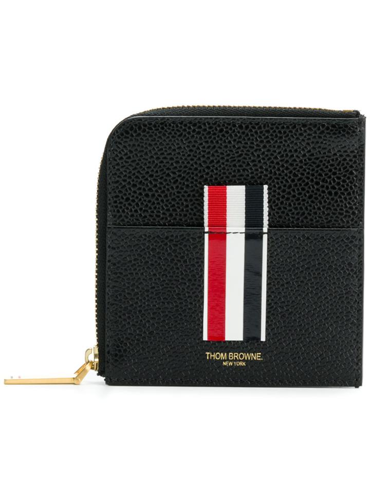 Thom Browne Vertical Intarsia Stripe Zip-around Wallet In Pebble Grain