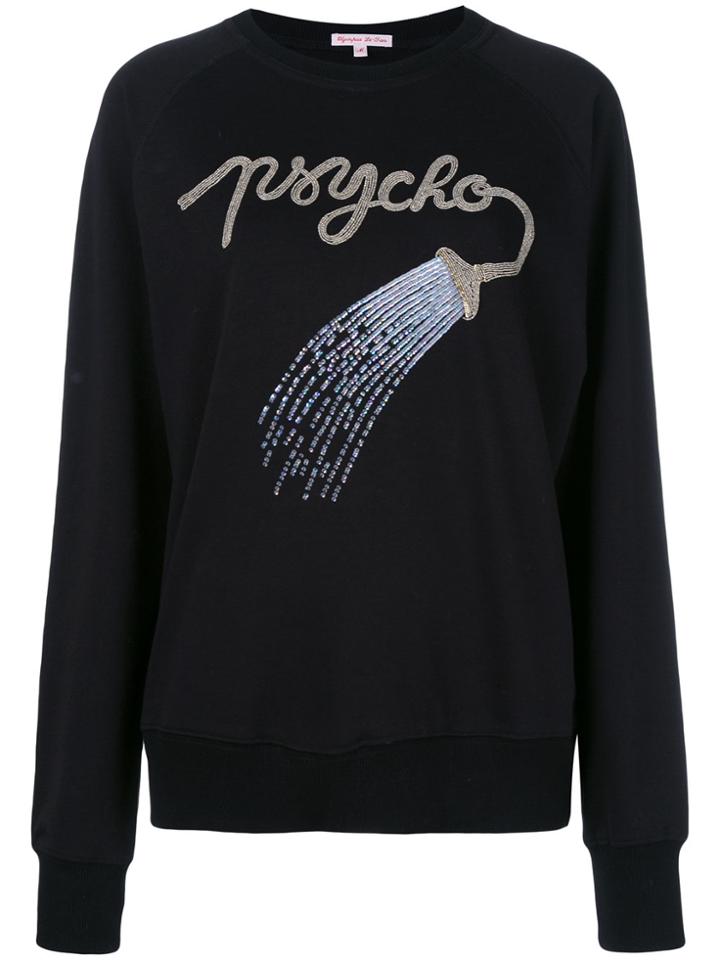 Olympia Le-tan Psycho Embroidered Sweatshirt - Black