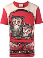 Gucci Cat Print T-shirt, Men's, Size: Xl, Red, Cotton
