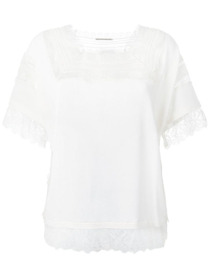 Ermanno Scervino Lace-trim Blouse, Women's, Size: 38, Nude/neutrals, Viscose/polyester/silk