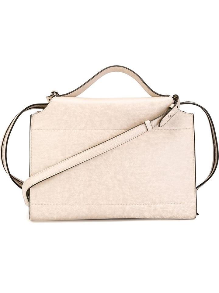 Jil Sander Contrast Piping Shoulder Bag, Women's, Nude/neutrals, Leather
