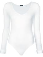 Atm Anthony Thomas Melillo V-neck Bodysuit, Women's, Size: Small, White, Modal/spandex/elastane
