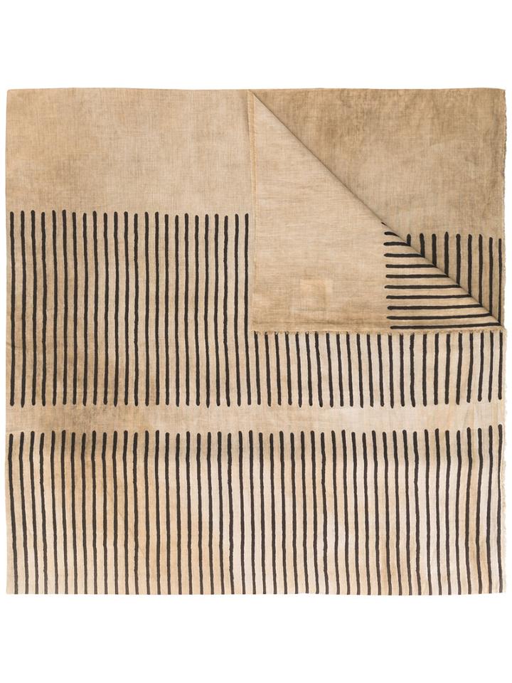 Uma Wang - Striped Scarf - Women - Cotton - One Size, Nude/neutrals, Cotton