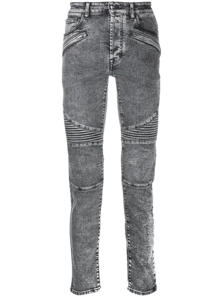 Marcelo Burlon County Of Milan Stonewashed Biker Jeans - Grey