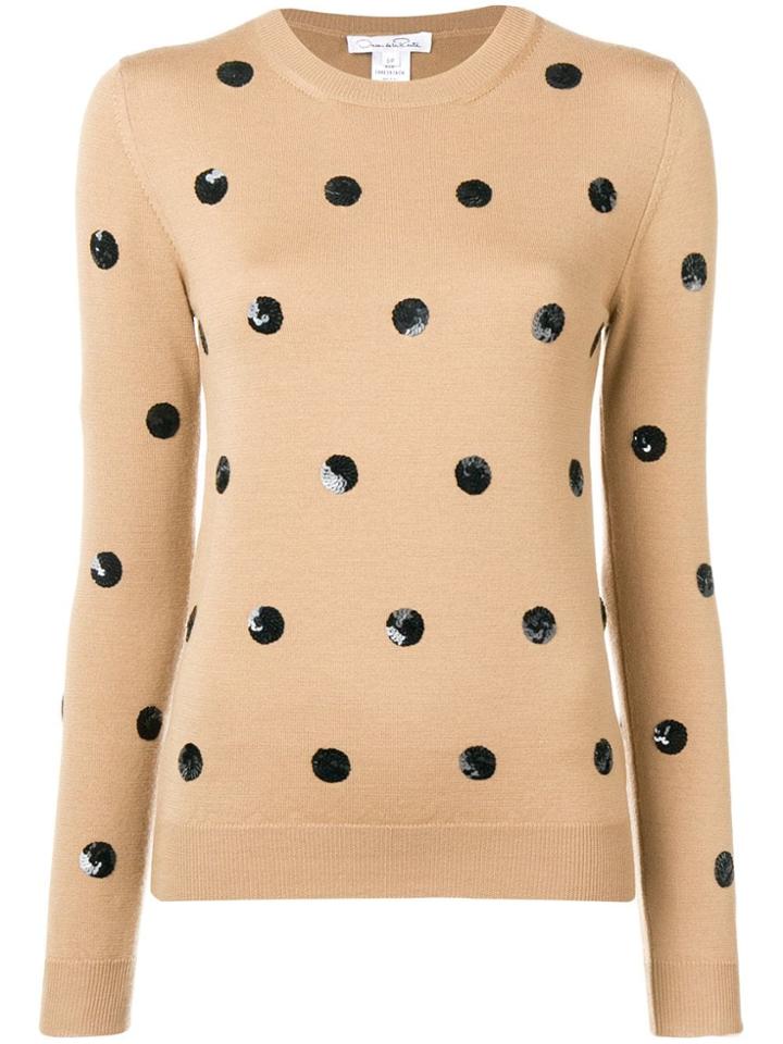 Oscar De La Renta Sequin Polka-dot Sweater - Neutrals