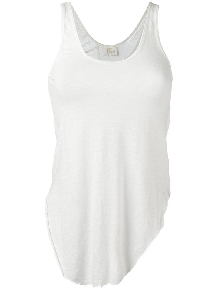 Lost & Found Ria Dunn Curved Hem Tank, Women's, Size: Large, White, Linen/flax/spandex/elastane