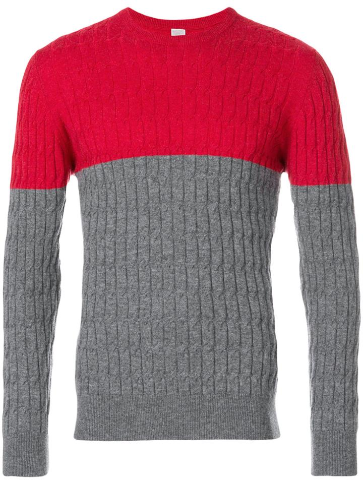 Eleventy Colourblock Cable Knit Sweater - Grey