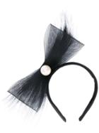 Eugenia Kim - 'tiana' Bow Headband - Women - Polyester/peacock Feathers - One Size, Black, Polyester/peacock Feathers