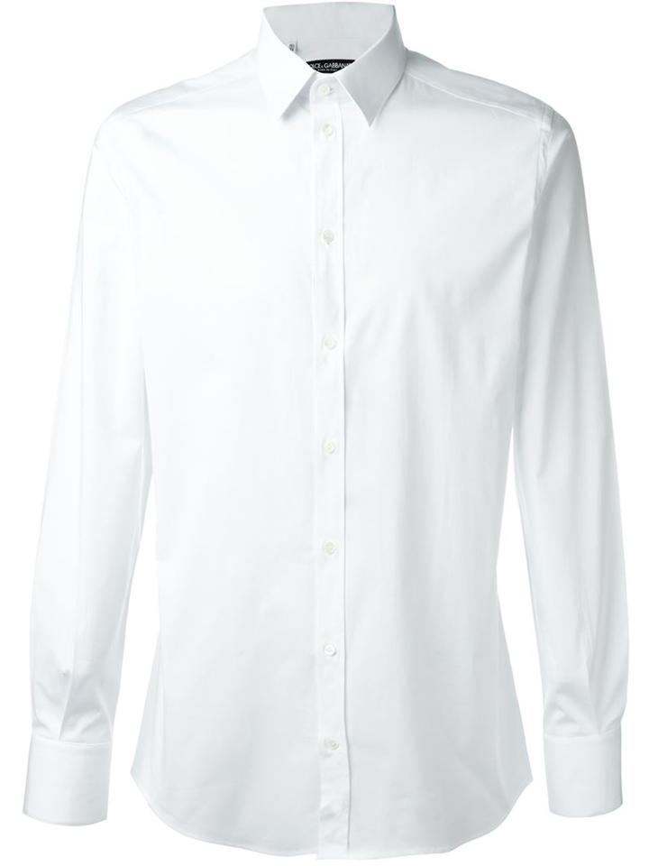Dolce & Gabbana Classic Formal Shirt, Men's, Size: 43, White, Cotton/spandex/elastane