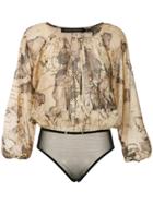 Andrea Marques Map Print Bodysuit - Unavailable