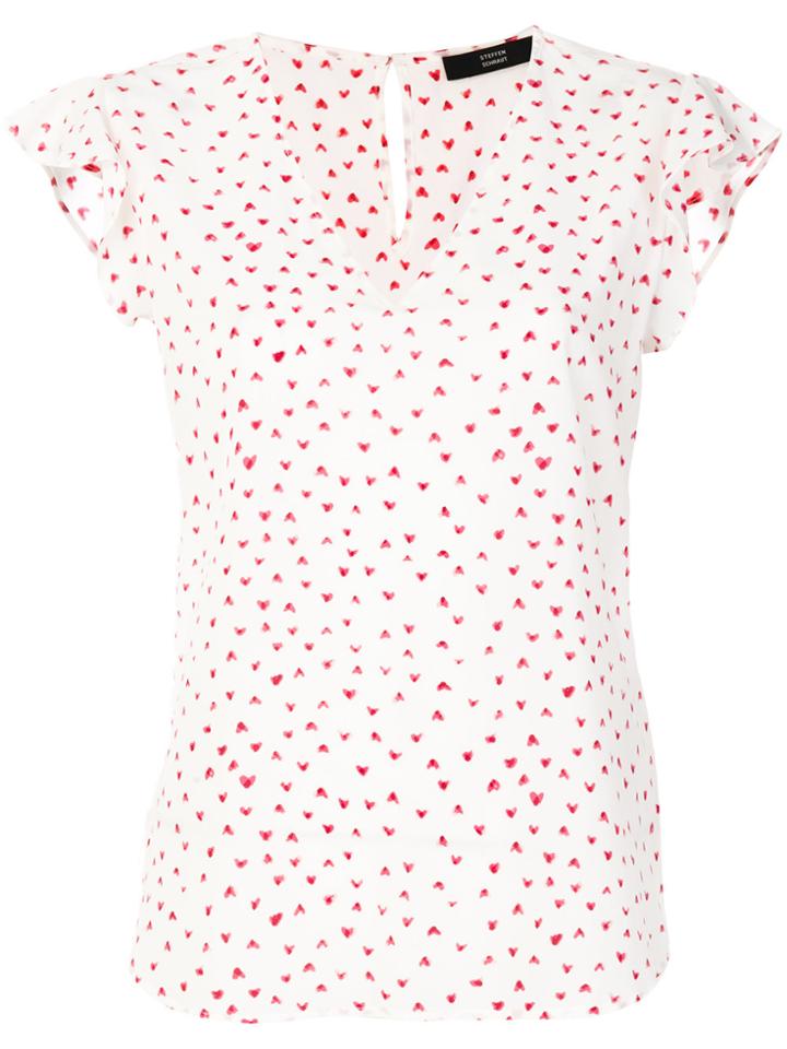 Steffen Schraut V-neck Printed Blouse - White
