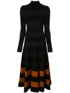 Oscar De La Renta Striped Skirt Long Dress - Black