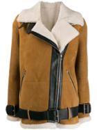 Blancha Oversized Belted Biker Jacket - Brown