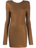 Alexandre Vauthier Crystal Embellished Mini Dress - Brown
