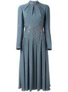 Valentino Embellished Midi Dress, Women's, Size: 42, Grey, Silk/spandex/elastane