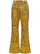 Charm's Leopard Printed Sequin Embellished Trousers - Yellow & Orange