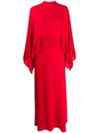 Valentino Pleated Trim Two-tier Dress - Red