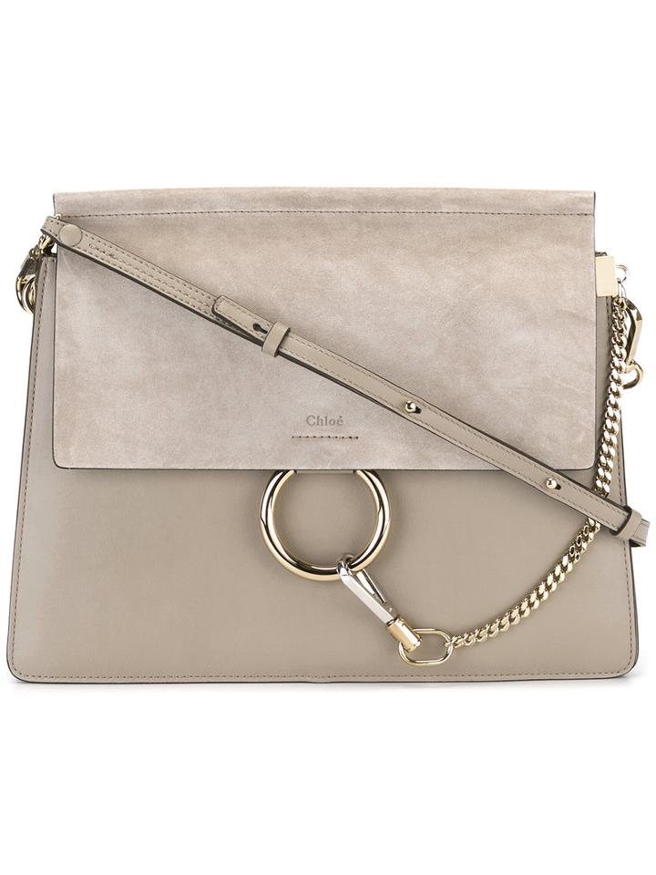 Chloé - 'faye' Shoulder Bag - Women - Leather/suede/metal - One Size, Women's, Grey, Leather/suede/metal