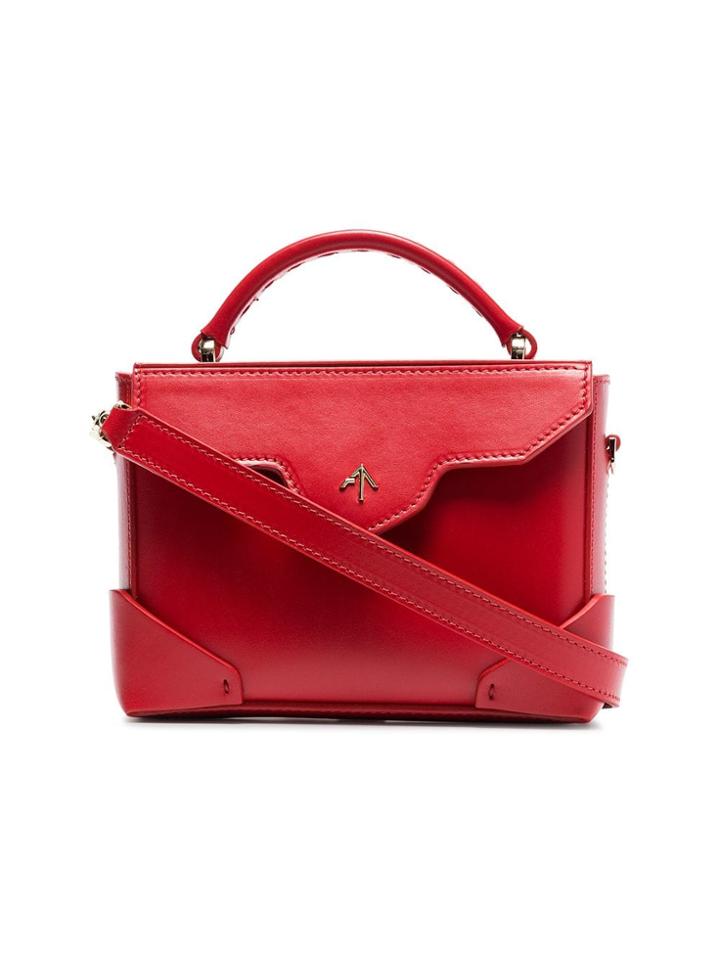 Manu Atelier Red Bold Micro Leather Cross Body Bag