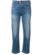 Veronica Beard Paint Splatter Cropped Jeans - Blue