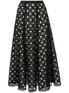 Andrew Gn Broderie Anglaise Midi Skirt - Black