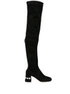 Miu Miu Embellished Knee-high Boots - Black