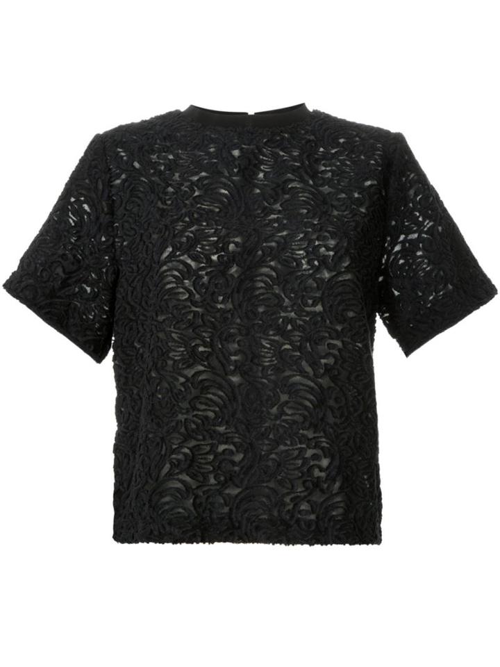 Le Ciel Bleu Cut Jacquard Top, Women's, Size: 36, Black, Cotton/polyester/cupro/nylon