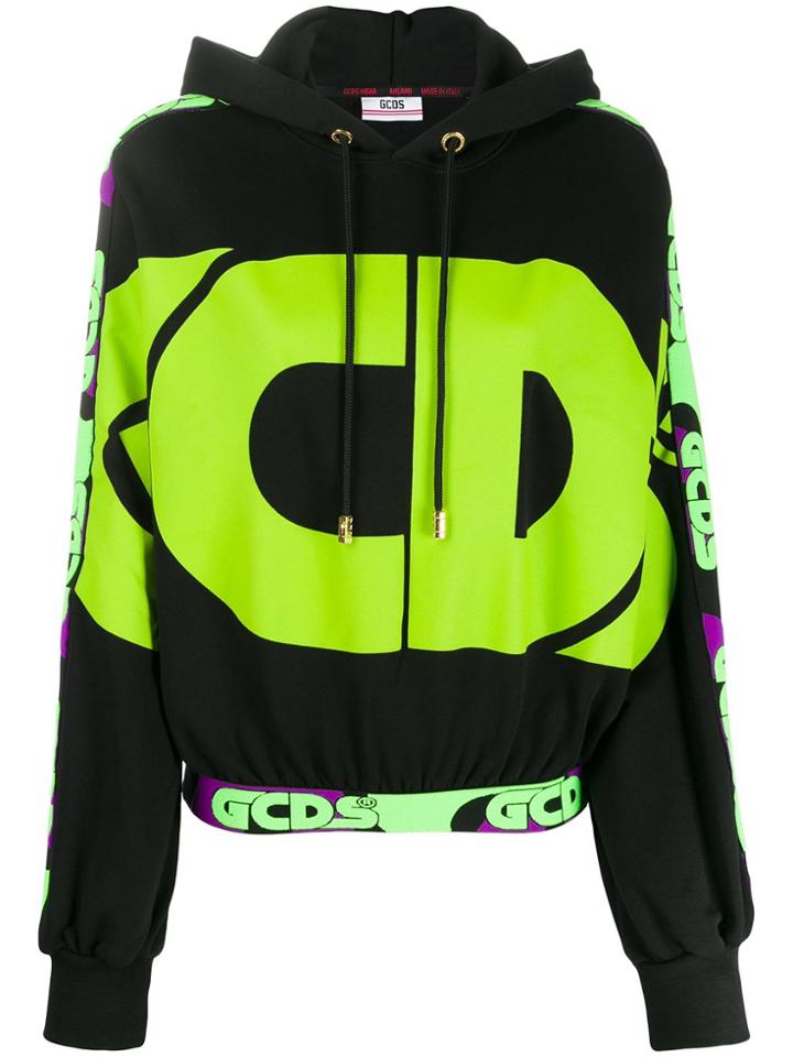 Gcds Graphic Print Logo Hoodie - Black
