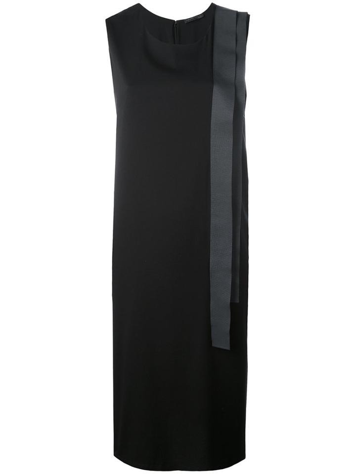 Fabiana Filippi - Straps Appliqué Shift Dress - Women - Silk/polyester/spandex/elastane - 46, Black, Silk/polyester/spandex/elastane