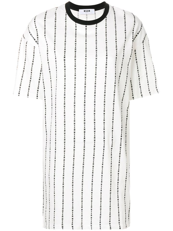 Msgm Brand Stripe T-shirt Dress - White