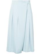 Des Prés Wrap Front Pleated Skirt - Blue