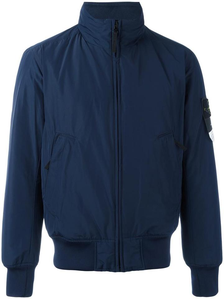 Stone Island Zipped Wind Breaker, Men's, Size: Small, Blue, Polyester/polyamide/cotton