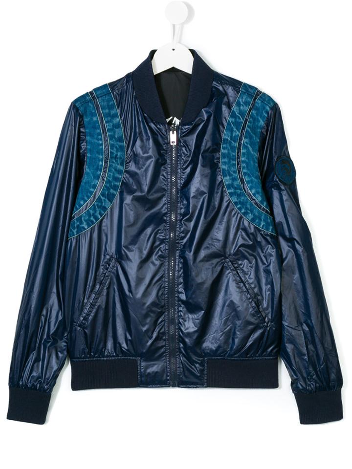 Diesel Kids Denim Trim Bomber Jacket - Blue