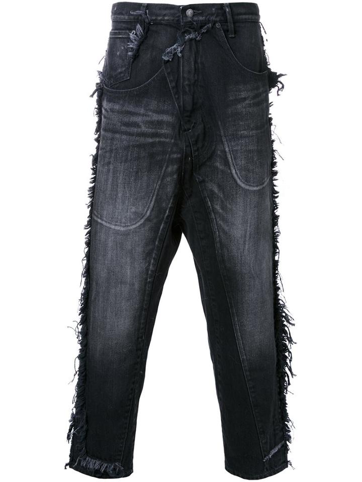 Maison Mihara Yasuhiro Raw Edge Wide Jeans, Men's, Size: 44, Black, Cotton