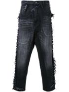 Maison Mihara Yasuhiro Raw Edge Wide Jeans, Men's, Size: 44, Black, Cotton