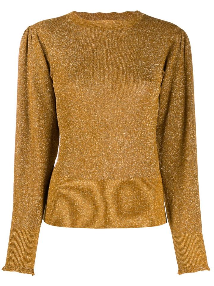 Isabel Marant Ruched Shoulders Crew Neck Jumper - Gold