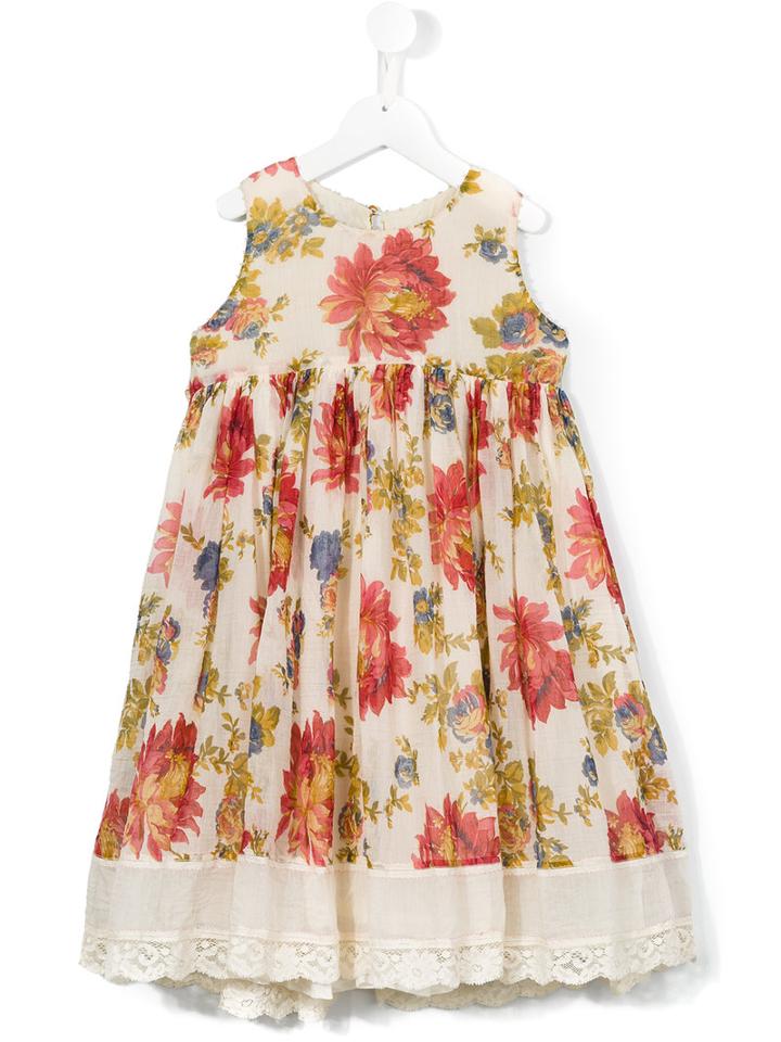 Pero Kids Floral Print Dress, Girl's, Size: 10 Yrs, Nude/neutrals