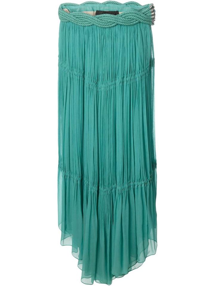 Jay Ahr Rope Detail Handkerchief Skirt, Women's, Size: 34, Green, Silk/nylon