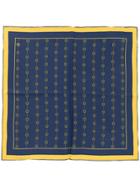 Gucci Pocket Square With Stirrups And Web Print - Blue