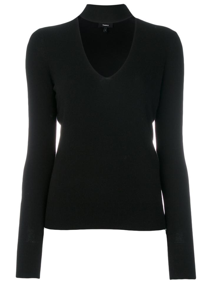 Theory Open Chest Long Neck Sweatshirt - Black