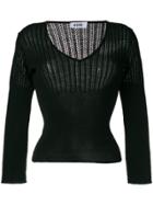 Moschino Vintage Semi-sheer Striped Knitted Blouse - Black