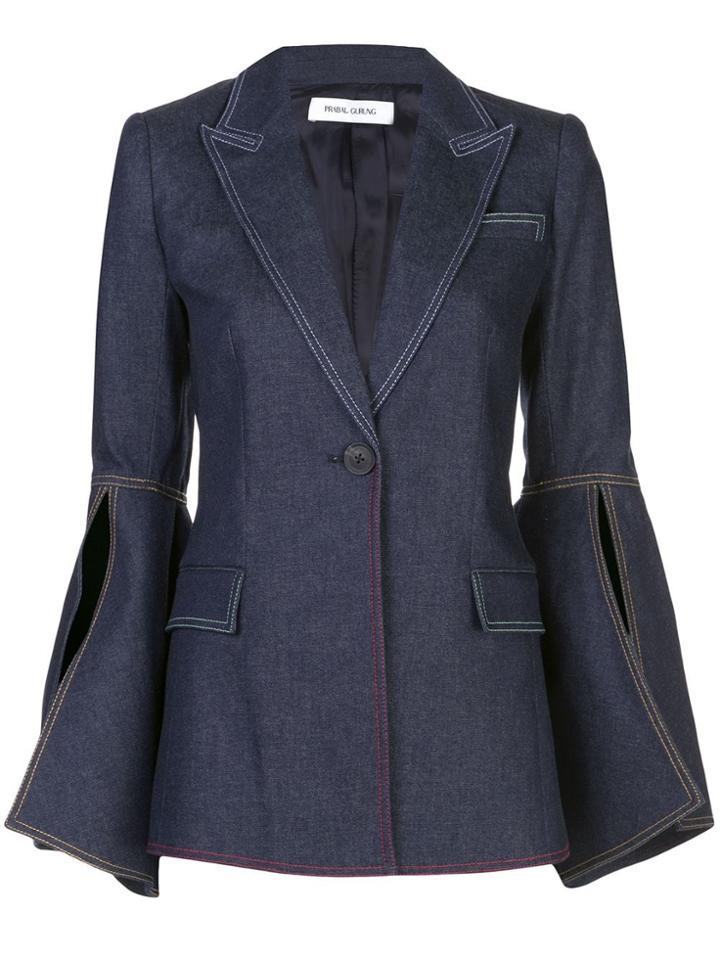 Prabal Gurung Bell Sleeve Denim Blazer - Blue