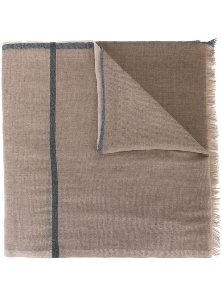 Brunello Cucinelli Frayed Edge Scarf, Men's, Nude/neutrals, Silk/cashmere