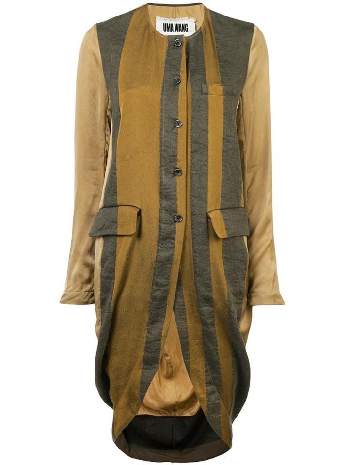 Uma Wang Asymmetric Striped Shirt Coat - Green