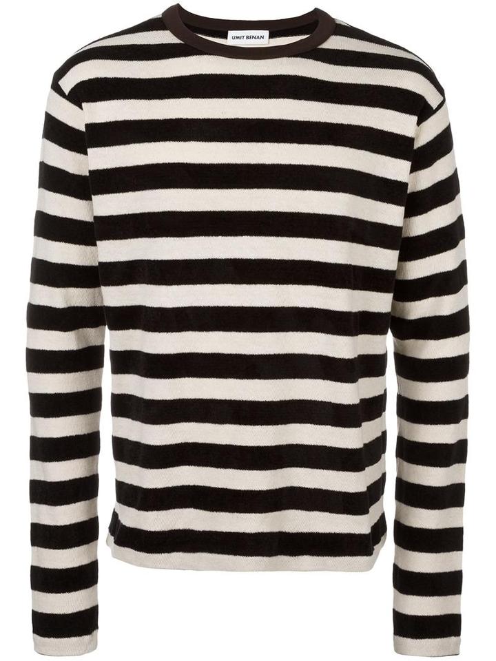 Umit Benan Striped Pullover, Men's, Size: Large, Black, Cotton/acrylic
